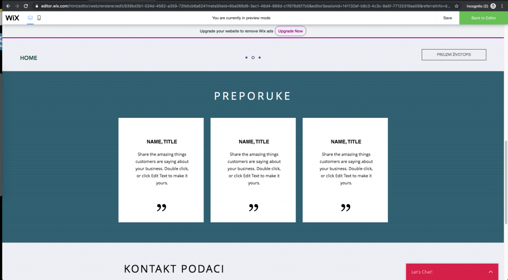 Kako izraditi web stranicu - preview opcija