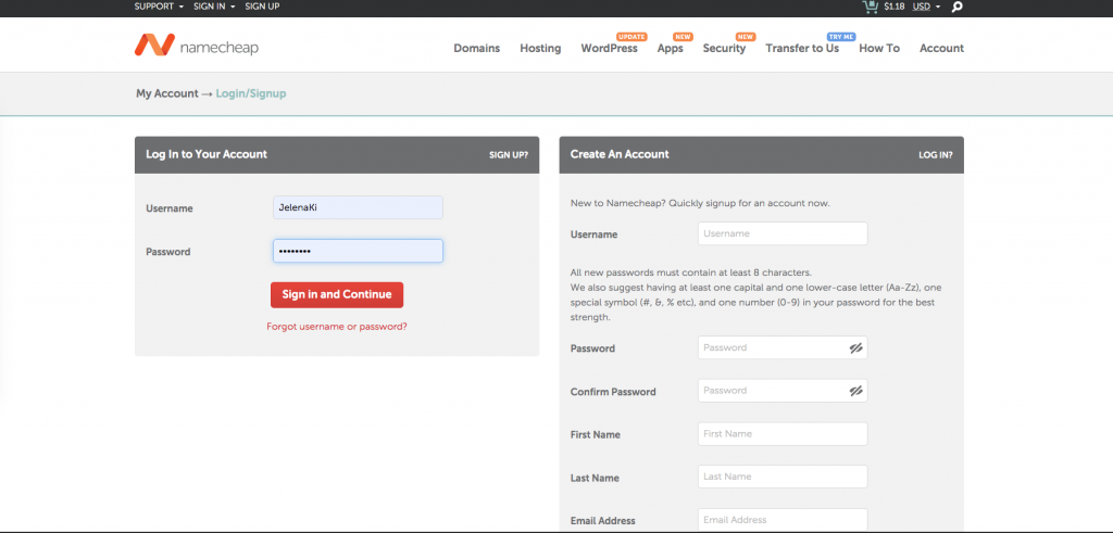 3. korak - Povezivanje web stranice sa domenom - Kupovina domene na NameCheap-u - Registracija računa na NameCheap  - Slika 5