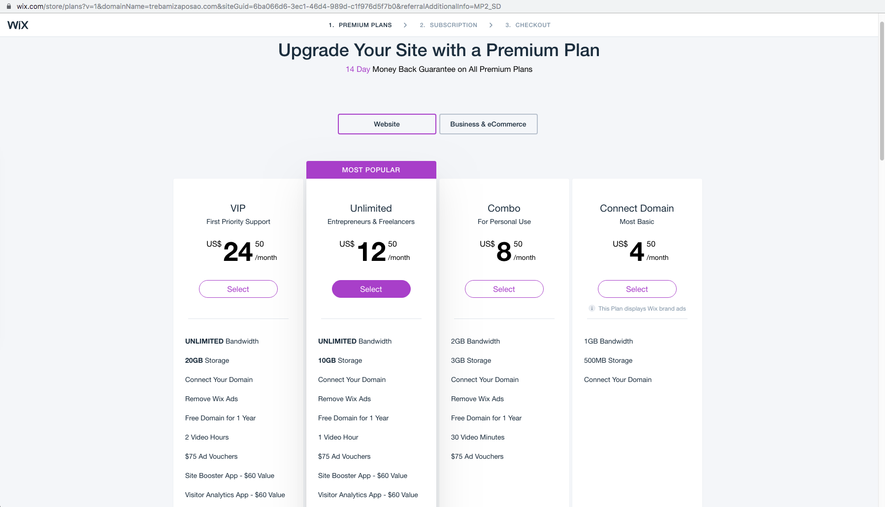 2. korak - Povezivanje web stranice sa domenom - Wix Dashboard / Premium Plan - Slika 9