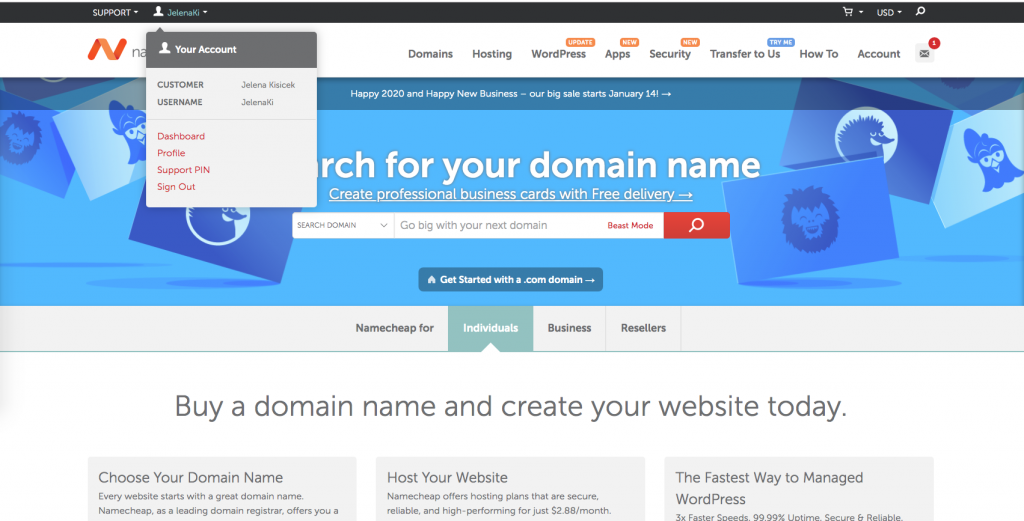 3. korak - Povezivanje web stranice sa domenom - NameCheap Account - Slika 16