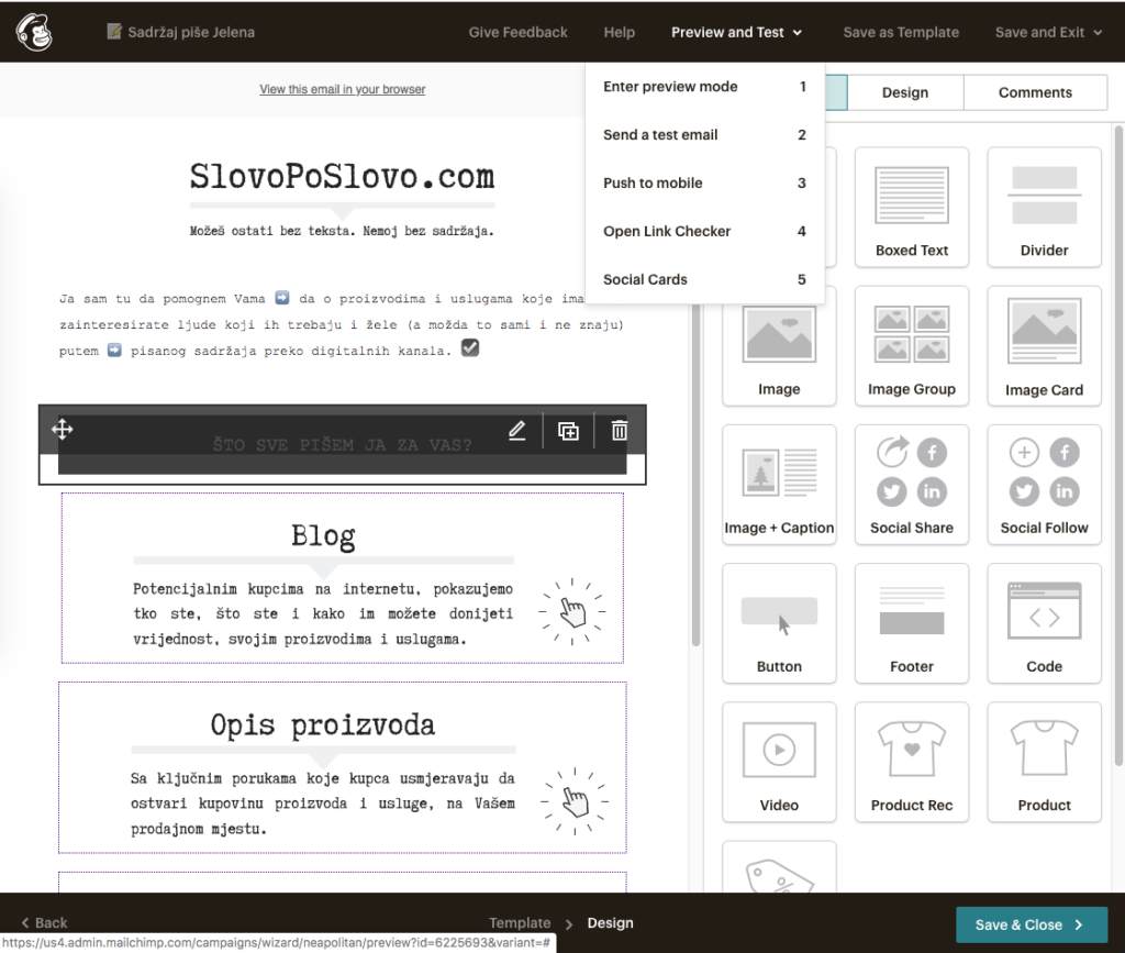 Kreiranje newsletter predloška - Slika 48